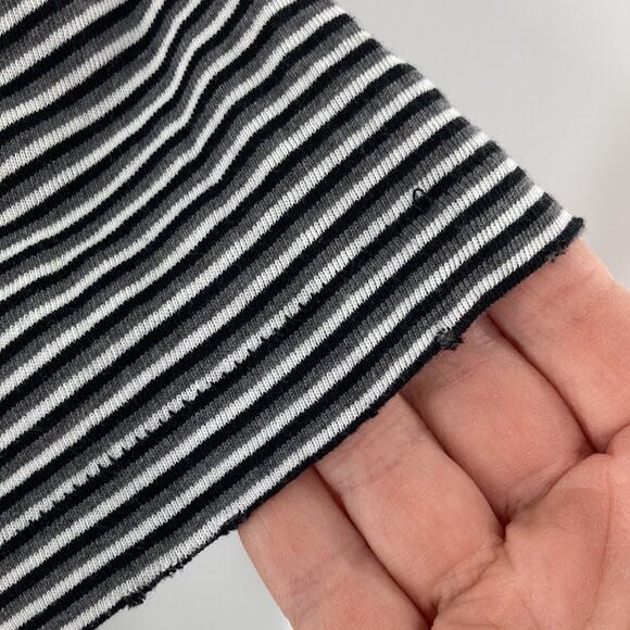 Philanthropy Women's Black Striped Short Sleeve Slit Neck T-Shirt Size XS New - Picture 7 of 12